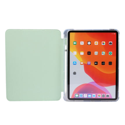 For iPad Air 2022 / 2020 10.9 3-folding Electric Pressed Skin Texture Smart Leather Tablet Case (Green)-garmade.com