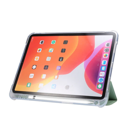 For iPad Air 2022 / 2020 10.9 3-folding Electric Pressed Skin Texture Smart Leather Tablet Case (Green)-garmade.com