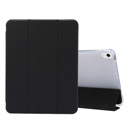 For iPad Air 2022 / 2020 10.9 3-folding Electric Pressed Skin Texture Smart Leather Tablet Case (Black)-garmade.com