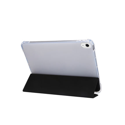 For iPad Air 2022 / 2020 10.9 3-folding Electric Pressed Skin Texture Smart Leather Tablet Case (Black)-garmade.com