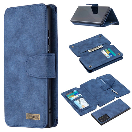 For Samsung Galaxy Note20 Ultra Detachable Frosted Magnetic Horizontal Flip PU Leather Case with Card Slots & Holder & Zipper Wallet & Photo Frame(Blue)-garmade.com