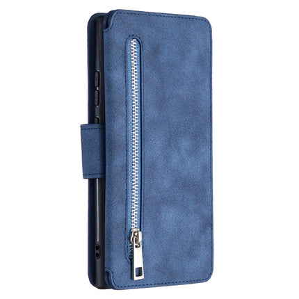 For Samsung Galaxy Note20 Ultra Detachable Frosted Magnetic Horizontal Flip PU Leather Case with Card Slots & Holder & Zipper Wallet & Photo Frame(Blue)-garmade.com