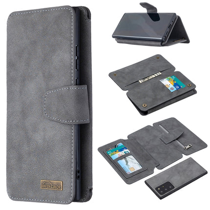For Samsung Galaxy Note20 Ultra Detachable Frosted Magnetic Horizontal Flip PU Leather Case with Card Slots & Holder & Zipper Wallet & Photo Frame(Gray)-garmade.com