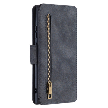 For Samsung Galaxy Note20 Ultra Detachable Frosted Magnetic Horizontal Flip PU Leather Case with Card Slots & Holder & Zipper Wallet & Photo Frame(Black Blue)-garmade.com