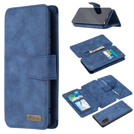 For Samsung Galaxy Note20 Detachable Frosted Magnetic Horizontal Flip PU Leather Case with Card Slots & Holder & Zipper Wallet & Photo Frame(Blue)-garmade.com