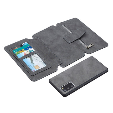 For Samsung Galaxy Note20 Detachable Frosted Magnetic Horizontal Flip PU Leather Case with Card Slots & Holder & Zipper Wallet & Photo Frame(Gray)-garmade.com