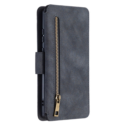 For Samsung Galaxy Note20 Detachable Frosted Magnetic Horizontal Flip PU Leather Case with Card Slots & Holder & Zipper Wallet & Photo Frame(Black Blue)-garmade.com