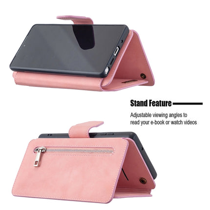 For Samsung Galaxy Note20 Detachable Frosted Magnetic Horizontal Flip PU Leather Case with Card Slots & Holder & Zipper Wallet & Photo Frame(Pink)-garmade.com