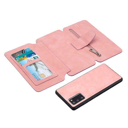 For Samsung Galaxy Note20 Detachable Frosted Magnetic Horizontal Flip PU Leather Case with Card Slots & Holder & Zipper Wallet & Photo Frame(Pink)-garmade.com