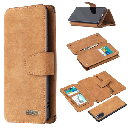 For Samsung Galaxy Note20 Detachable Frosted Magnetic Horizontal Flip PU Leather Case with Card Slots & Holder & Zipper Wallet & Photo Frame(Brown)-garmade.com