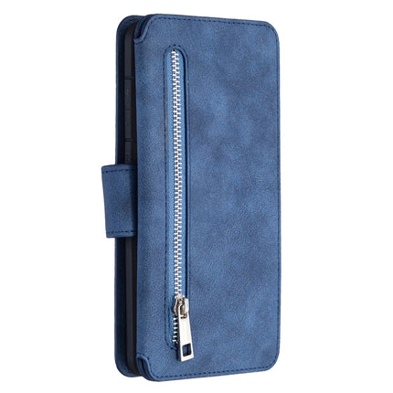 For Samsung Galaxy S20 Plus Detachable Frosted Magnetic Horizontal Flip PU Leather Case with Card Slots & Holder & Zipper Wallet & Photo Frame(Blue)-garmade.com