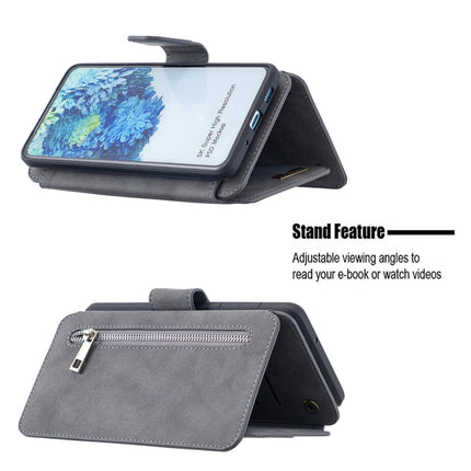 For Samsung Galaxy S20 Plus Detachable Frosted Magnetic Horizontal Flip PU Leather Case with Card Slots & Holder & Zipper Wallet & Photo Frame(Gray)-garmade.com