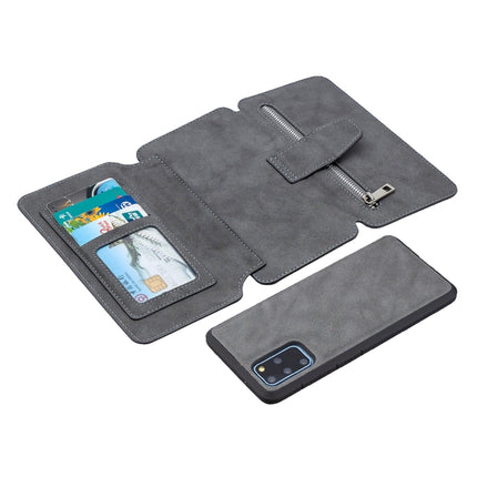 For Samsung Galaxy S20 Plus Detachable Frosted Magnetic Horizontal Flip PU Leather Case with Card Slots & Holder & Zipper Wallet & Photo Frame(Gray)-garmade.com