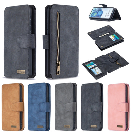 For Samsung Galaxy S20 Plus Detachable Frosted Magnetic Horizontal Flip PU Leather Case with Card Slots & Holder & Zipper Wallet & Photo Frame(Black Blue)-garmade.com