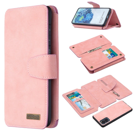 For Samsung Galaxy S20 Plus Detachable Frosted Magnetic Horizontal Flip PU Leather Case with Card Slots & Holder & Zipper Wallet & Photo Frame(Pink)-garmade.com