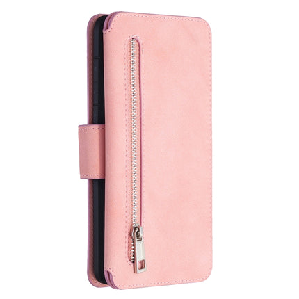 For Samsung Galaxy S20 Plus Detachable Frosted Magnetic Horizontal Flip PU Leather Case with Card Slots & Holder & Zipper Wallet & Photo Frame(Pink)-garmade.com