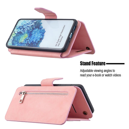 For Samsung Galaxy S20 Plus Detachable Frosted Magnetic Horizontal Flip PU Leather Case with Card Slots & Holder & Zipper Wallet & Photo Frame(Pink)-garmade.com