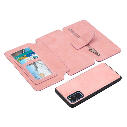 For Samsung Galaxy S20 Plus Detachable Frosted Magnetic Horizontal Flip PU Leather Case with Card Slots & Holder & Zipper Wallet & Photo Frame(Pink)-garmade.com