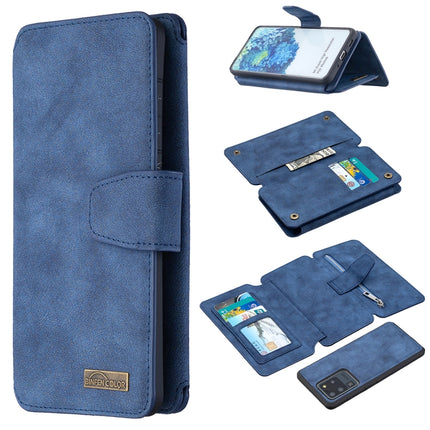 For Samsung Galaxy S20 Ultra Detachable Frosted Magnetic Horizontal Flip PU Leather Case with Card Slots & Holder & Zipper Wallet & Photo Frame(Blue)-garmade.com