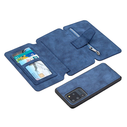 For Samsung Galaxy S20 Ultra Detachable Frosted Magnetic Horizontal Flip PU Leather Case with Card Slots & Holder & Zipper Wallet & Photo Frame(Blue)-garmade.com