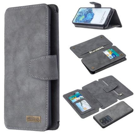 For Samsung Galaxy S20 Ultra Detachable Frosted Magnetic Horizontal Flip PU Leather Case with Card Slots & Holder & Zipper Wallet & Photo Frame(Gray)-garmade.com