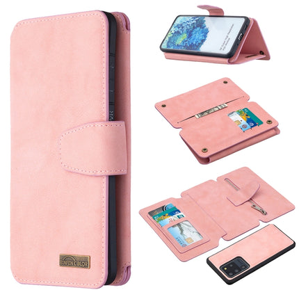 For Samsung Galaxy S20 Ultra Detachable Frosted Magnetic Horizontal Flip PU Leather Case with Card Slots & Holder & Zipper Wallet & Photo Frame(Pink)-garmade.com