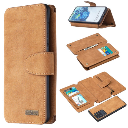 For Samsung Galaxy S20 Ultra Detachable Frosted Magnetic Horizontal Flip PU Leather Case with Card Slots & Holder & Zipper Wallet & Photo Frame(Brown)-garmade.com