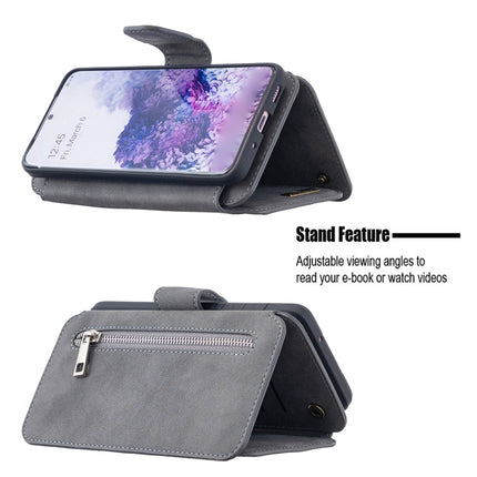 For Samsung Galaxy S20 Detachable Frosted Magnetic Horizontal Flip PU Leather Case with Card Slots & Holder & Zipper Wallet & Photo Frame(Gray)-garmade.com