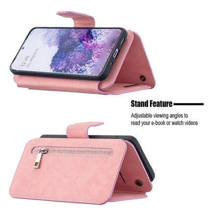 For Samsung Galaxy S20 Detachable Frosted Magnetic Horizontal Flip PU Leather Case with Card Slots & Holder & Zipper Wallet & Photo Frame(Pink)-garmade.com