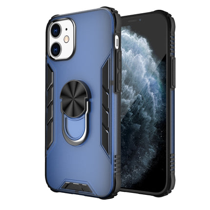 For iPhone 12 mini Magnetic Frosted PC + Matte TPU Shockproof Case with Ring Holder(Classic Blue)-garmade.com
