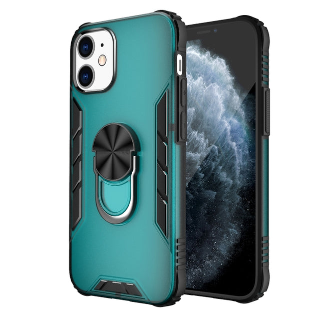 For iPhone 12 mini Magnetic Frosted PC + Matte TPU Shockproof Case with Ring Holder(Glistening Green)-garmade.com