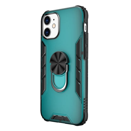 For iPhone 12 mini Magnetic Frosted PC + Matte TPU Shockproof Case with Ring Holder(Glistening Green)-garmade.com