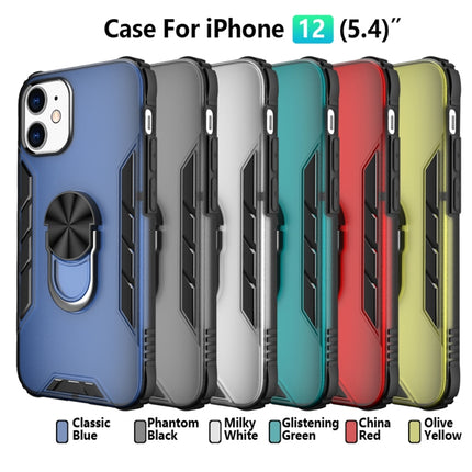 For iPhone 12 mini Magnetic Frosted PC + Matte TPU Shockproof Case with Ring Holder(Glistening Green)-garmade.com