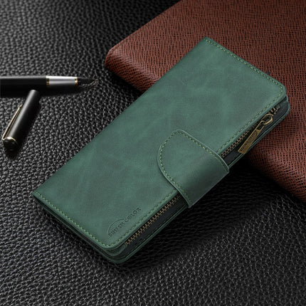For iPhone 12 mini Skin Feel Detachable Magnetic Zipper Horizontal Flip PU Leather Case with Multi-Card Slots & Holder & Wallet & Photo Frame & Lanyard(Green)-garmade.com