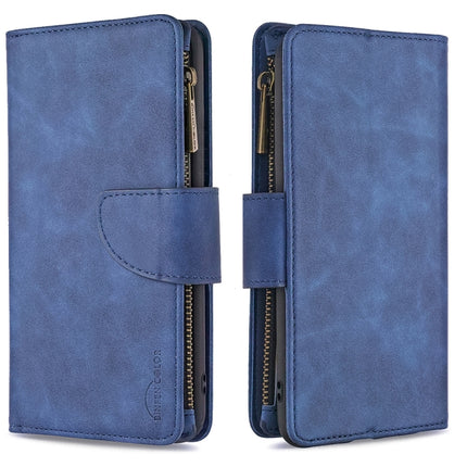 For iPhone 12 mini Skin Feel Detachable Magnetic Zipper Horizontal Flip PU Leather Case with Multi-Card Slots & Holder & Wallet & Photo Frame & Lanyard(Blue)-garmade.com