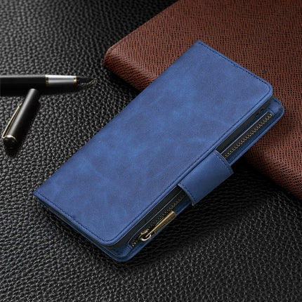 For iPhone 12 mini Skin Feel Detachable Magnetic Zipper Horizontal Flip PU Leather Case with Multi-Card Slots & Holder & Wallet & Photo Frame & Lanyard(Blue)-garmade.com