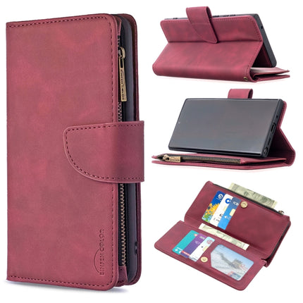 For Samsung Galaxy Note20 Ultra Skin Feel Detachable Magnetic Zipper Horizontal Flip PU Leather Case with Multi-Card Slots & Holder & Wallet & Photo Frame & Lanyard(Red)-garmade.com