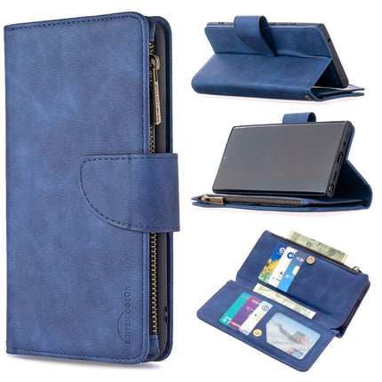 For Samsung Galaxy Note20 Ultra Skin Feel Detachable Magnetic Zipper Horizontal Flip PU Leather Case with Multi-Card Slots & Holder & Wallet & Photo Frame & Lanyard(Blue)-garmade.com