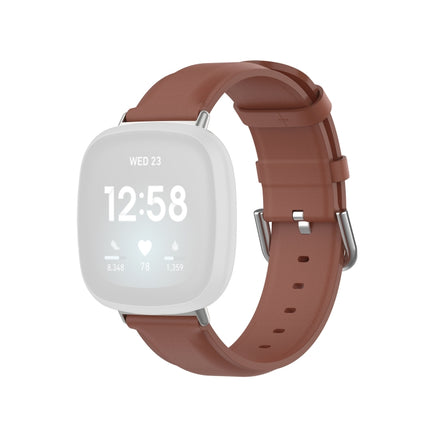 For Fitbit Versa 3 / Fitbit Sense Round Tail Leather Strap, Size: Free Size(Brown)-garmade.com