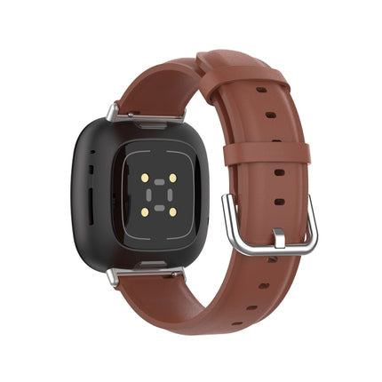 For Fitbit Versa 3 / Fitbit Sense Round Tail Leather Strap, Size: Free Size(Brown)-garmade.com