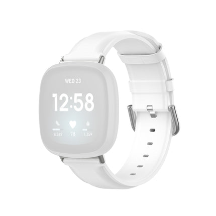 For Fitbit Versa 3 / Fitbit Sense Round Tail Leather Strap, Size: Free Size(White)-garmade.com