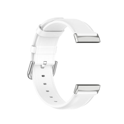 For Fitbit Versa 3 / Fitbit Sense Round Tail Leather Strap, Size: Free Size(White)-garmade.com