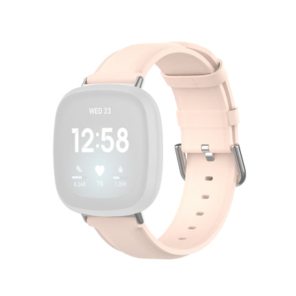 For Fitbit Versa 3 / Fitbit Sense Round Tail Leather Strap, Size: Free Size(Light Pink)-garmade.com