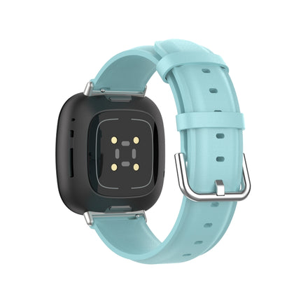 For Fitbit Versa 3 / Fitbit Sense Round Tail Leather Strap, Size: Free Size(Light Blue)-garmade.com