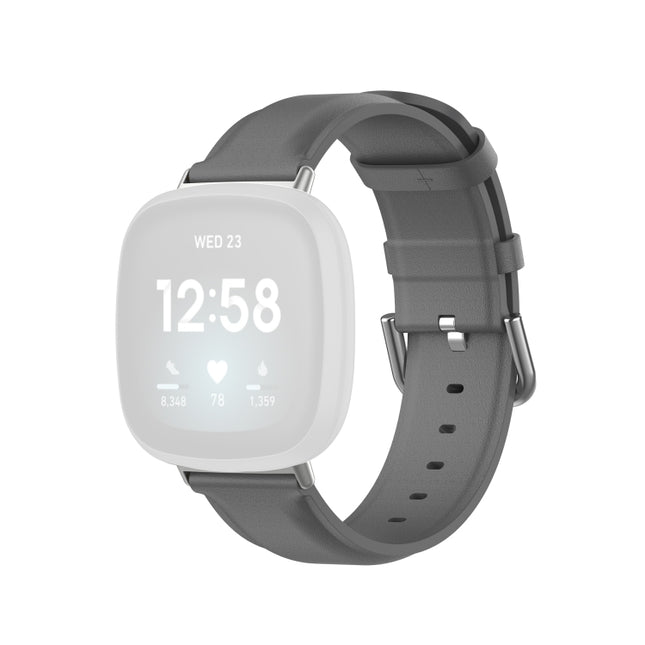 For Fitbit Versa 3 / Fitbit Sense Round Tail Leather Strap, Size: Free Size(Gray)-garmade.com