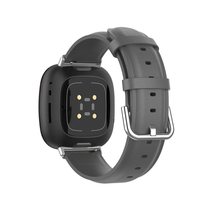 For Fitbit Versa 3 / Fitbit Sense Round Tail Leather Strap, Size: Free Size(Gray)-garmade.com