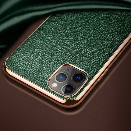 For iPhone 11 Pro Max SULADA Litchi Texture Leather Electroplated Shckproof Protective Case(Green)-garmade.com
