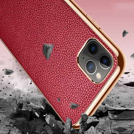 For iPhone 11 Pro Max SULADA Litchi Texture Leather Electroplated Shckproof Protective Case(Red)-garmade.com
