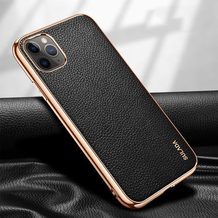 For iPhone 11 Pro SULADA Litchi Texture Leather Electroplated Shckproof Protective Case(Black)-garmade.com