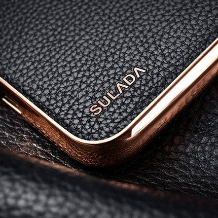 For iPhone 11 SULADA Litchi Texture Leather Electroplated Shckproof Protective Case(Black)-garmade.com